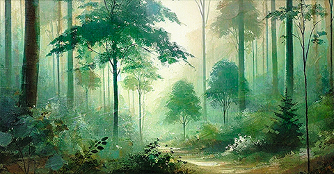 Foggy Forest in acrylic paint