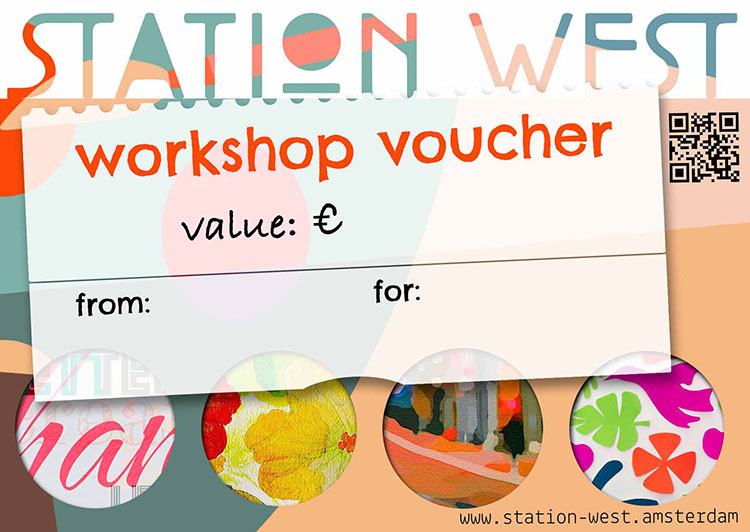 English print with examples of creative workshops up to €36